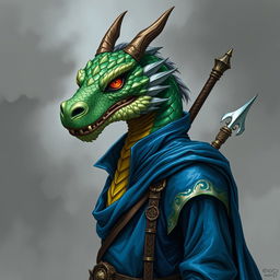 A dragonborn character from "Dungeons & Dragons," reminiscent of a classic D&D depiction, featuring a noble dragon face, without a tail or wings, adorned with radiant topaz-colored scales