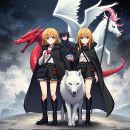 A captivating movie poster for an anime adventure fantasy featuring two anime girls with blonde hair