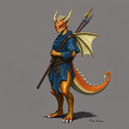 A half dragon humanoid without a tail or wings, featuring topaz-colored scales