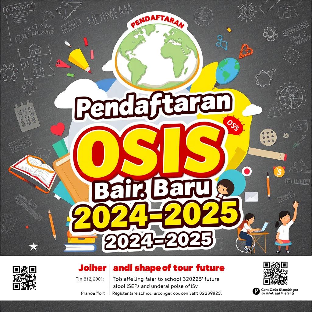 A dynamic and eye-catching poster for new student council (OSIS) registration for the 2024-2025 school year