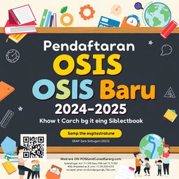 A dynamic and eye-catching poster for new student council (OSIS) registration for the 2024-2025 school year