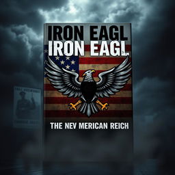 A striking book cover for 'Iron Eagle: The New American Reich', featuring a dark, foreboding atmosphere