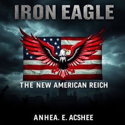 A striking book cover for 'Iron Eagle: The New American Reich', featuring a dark, foreboding atmosphere