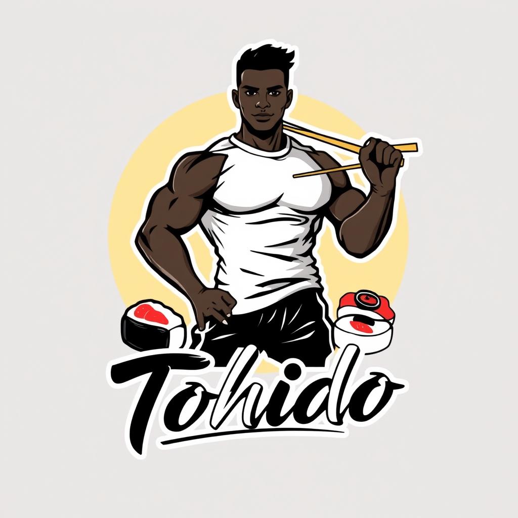 A football logo featuring a strong and confident black man named Edson, depicted in a stylized, dynamic pose, showcasing his athleticism