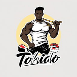 A football logo featuring a strong and confident black man named Edson, depicted in a stylized, dynamic pose, showcasing his athleticism