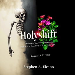 A compelling book cover for 'Holyshift: My Story of Transformation from an Ordinary to an Extraordinary Life' by Stephen A Elcano, artistically depicting the duality of death and life