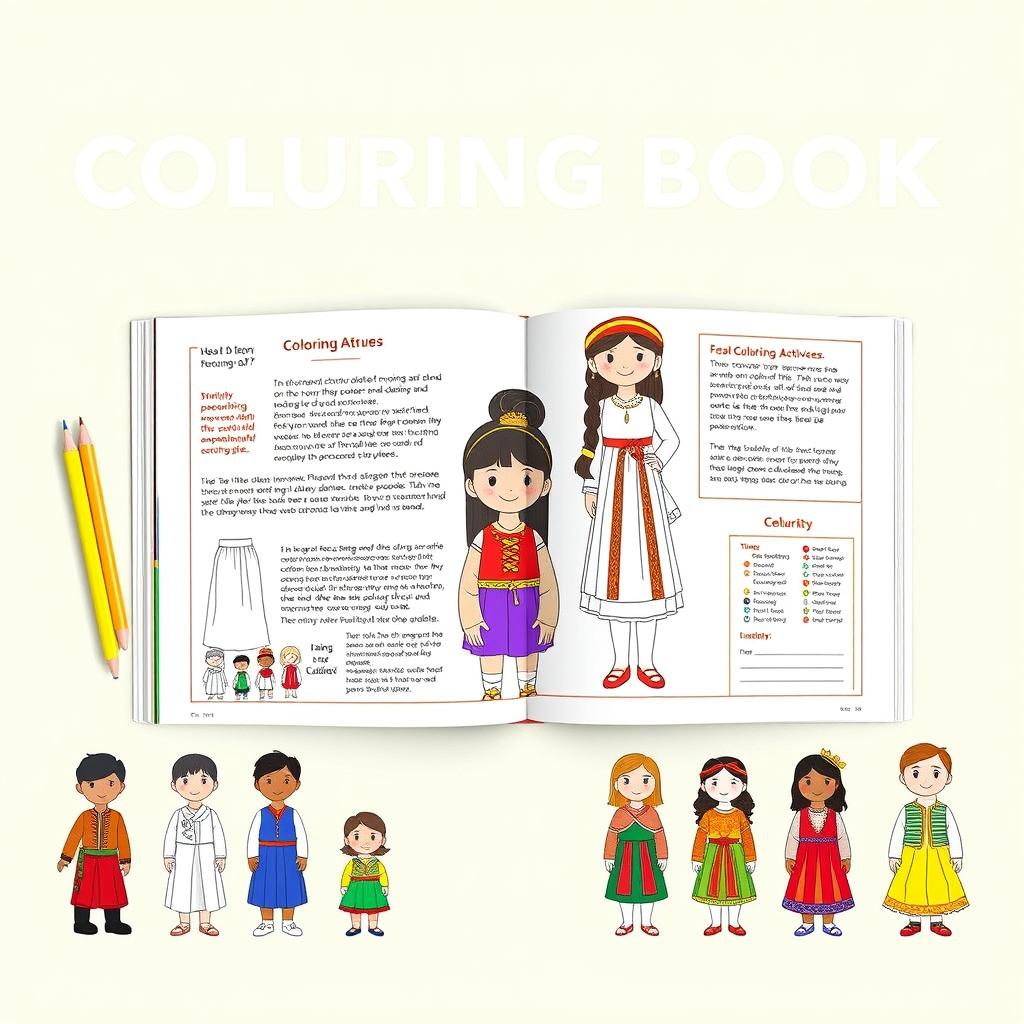 A children’s coloring book focusing on cultural attire helps address the societal challenge of cultural awareness and appreciation by educating young readers about diverse cultures through interactive learning