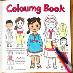 A children’s coloring book focusing on cultural attire helps address the societal challenge of cultural awareness and appreciation by educating young readers about diverse cultures through interactive learning