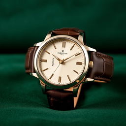 A luxury wristwatch from the exclusive Christian brand by Patrick Hughett, prominently displayed against a velvet backdrop