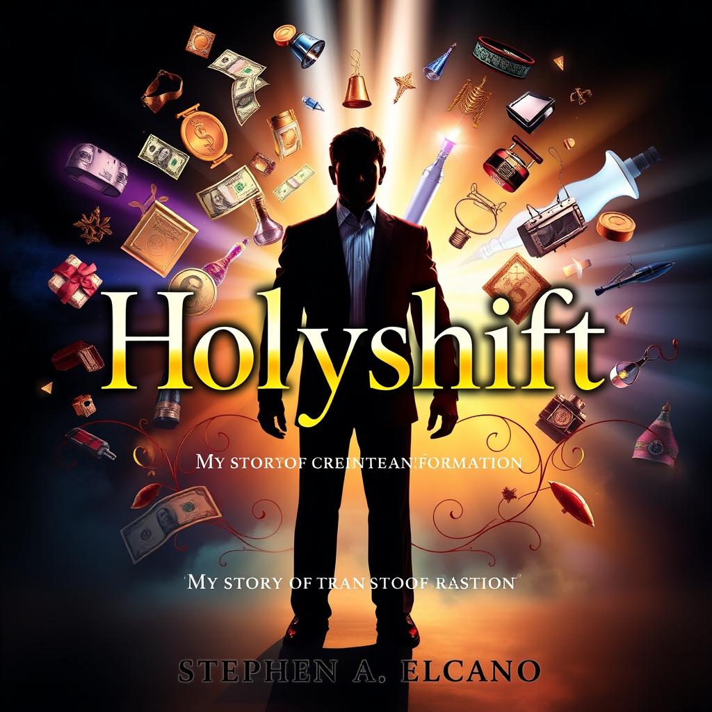 An eye-catching book cover for 'Holyshift: My Story of Transformation' by Stephen A