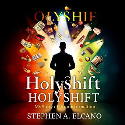 An eye-catching book cover for 'Holyshift: My Story of Transformation' by Stephen A