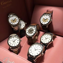 An exceptional collection of luxury watches from the Christian brand, owned by Patrick Hughett, displayed in a sophisticated showroom