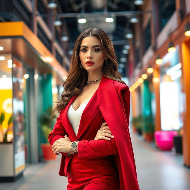 A confident and beautifully dressed woman posing in elegant fashion, highlighting her style and poise