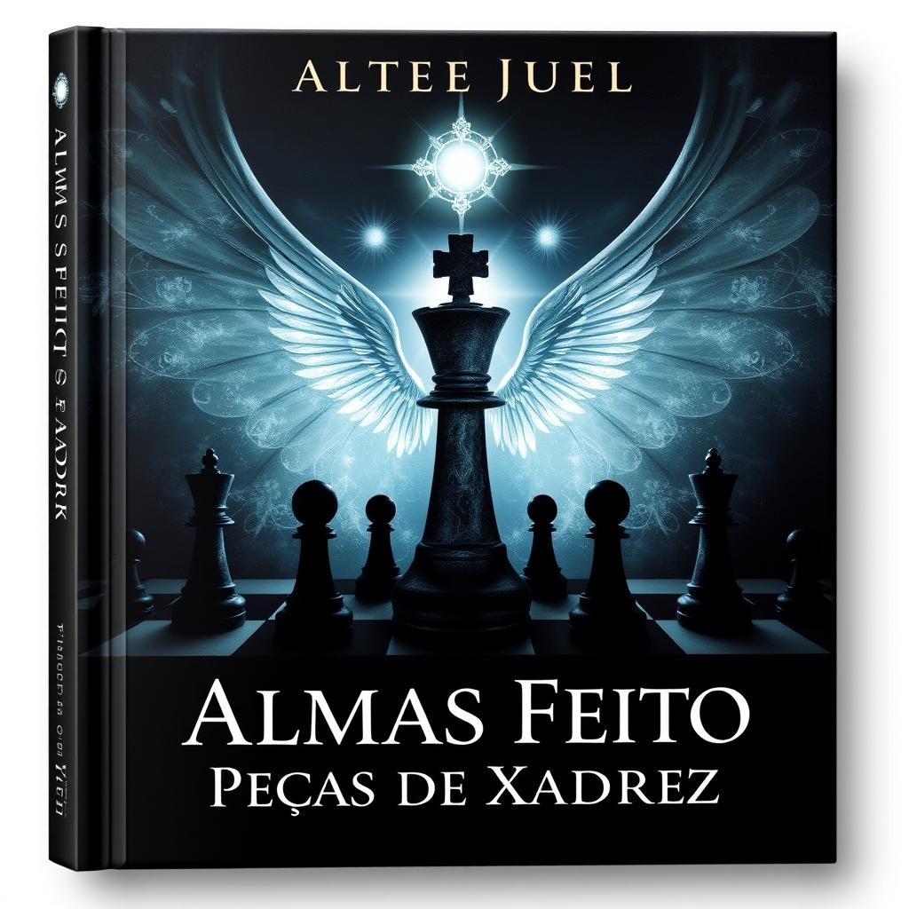 A striking book cover titled 'Almas Feito Peças de Xadrez'