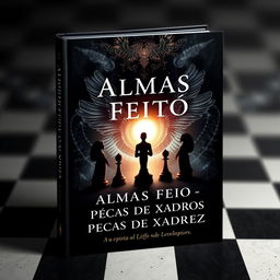 A striking book cover titled 'Almas Feito Peças de Xadrez'