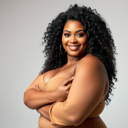 A confident and attractive BBW woman posing elegantly