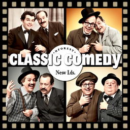 A collage of classic comedy movie teams showcasing their most iconic moments