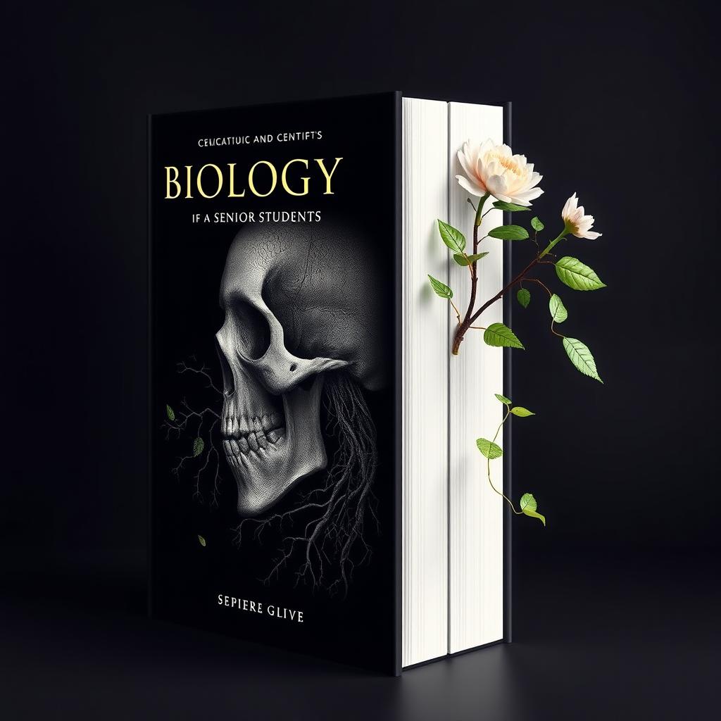 A captivating book cover for a scientific biology book aimed at senior students, featuring a central theme of curiosity and excitement