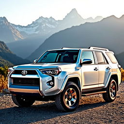 A 2019 white Toyota 4Runner SUV prominently displayed in a stunning outdoor setting