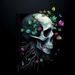 A captivating book cover for a scientific biology book aimed at senior students, predominantly in black to provide a dramatic and sophisticated backdrop