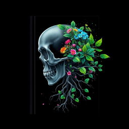 A captivating book cover for a scientific biology book aimed at senior students, predominantly in black to provide a dramatic and sophisticated backdrop