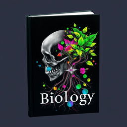 A captivating book cover for a scientific biology book aimed at senior students, predominantly in black to provide a dramatic and sophisticated backdrop