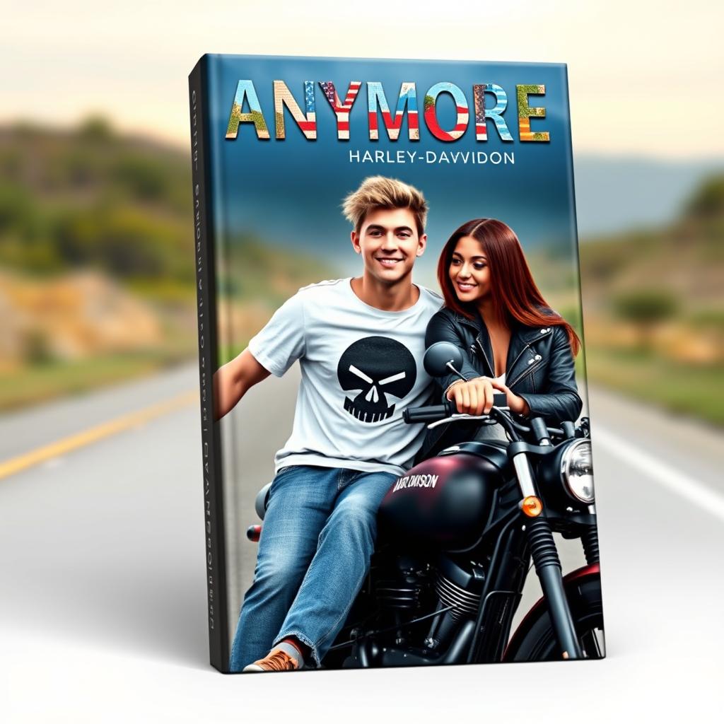 3D book cover featuring a title 'ANYMORE' at the top in attractive lettering