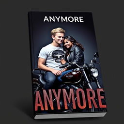 3D book cover featuring a title 'ANYMORE' at the top