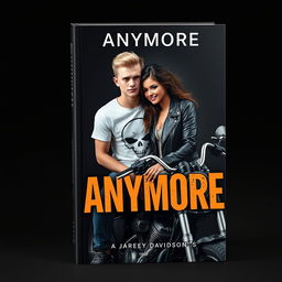 3D book cover featuring a title 'ANYMORE' at the top