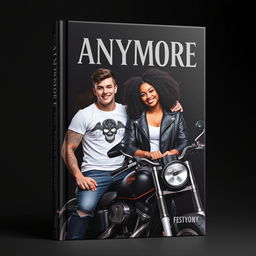 3D book cover featuring a title 'ANYMORE' at the top