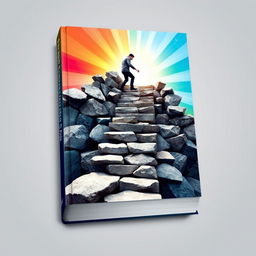 An abstract and visually striking book cover design featuring a deconstructed staircase made of stones