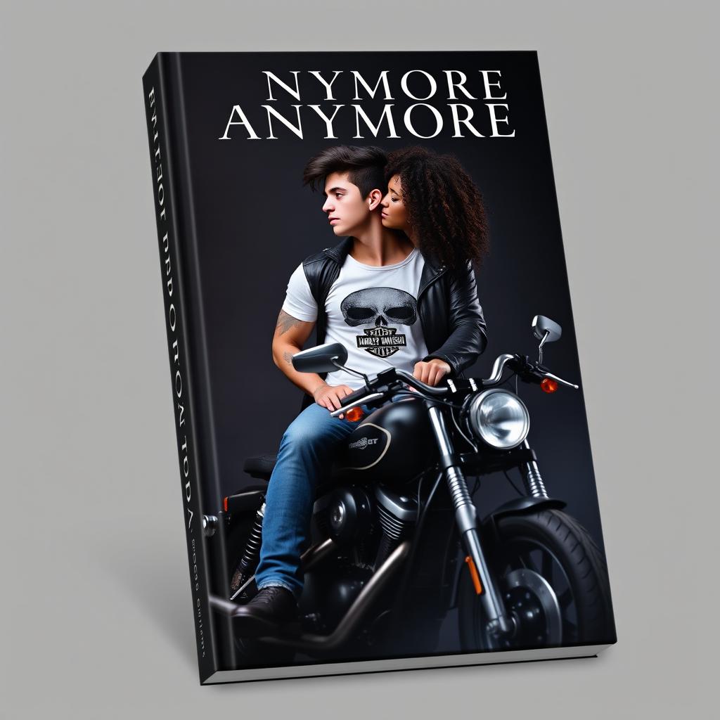 3D book cover featuring a title 'ANYMORE' at the top