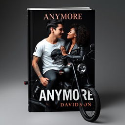 3D book cover featuring a title 'ANYMORE' at the top