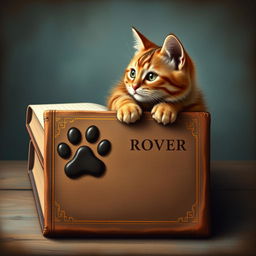 A realistic and artistic rendering of a book cover featuring a prominent cat paw print or a cute, charismatic cat