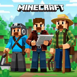 Three characters from the Minecraft universe, each with distinct appearances