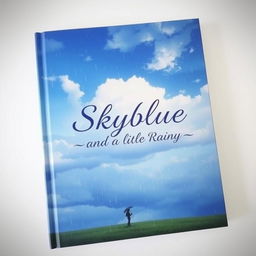 A captivating book cover depicting a vast sky, rich sky blue hues blending with gentle, scattered rain clouds