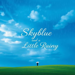 A captivating book cover depicting a vast sky, rich sky blue hues blending with gentle, scattered rain clouds