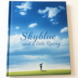 A captivating book cover depicting a vast sky, rich sky blue hues blending with gentle, scattered rain clouds