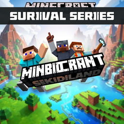 A striking thumbnail for a Minecraft survival series with the title 'Skibidiland'