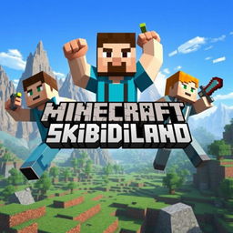 An engaging thumbnail for a Minecraft survival series titled 'Skibidiland'