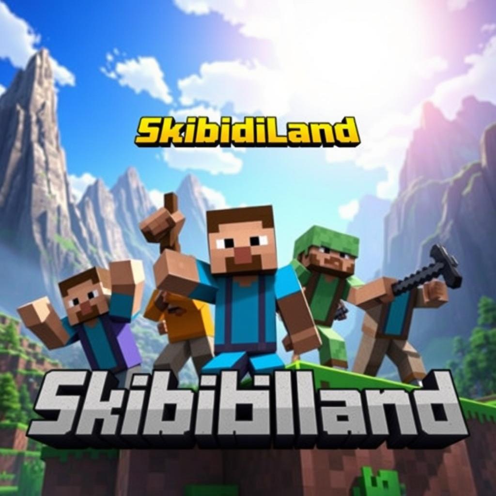 An engaging thumbnail for a Minecraft survival series titled 'Skibidiland'