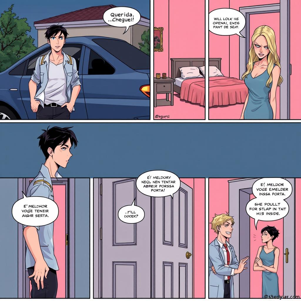 A manga series set during the night featuring Will, the main character with black hair, blue eyes, fair skin, and a semi-open white dress shirt showing his muscular build