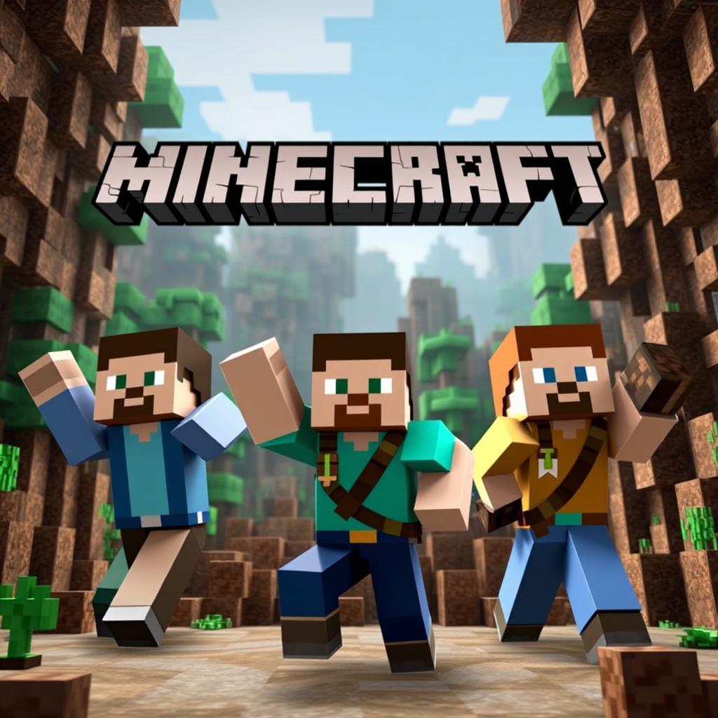 YouTube thumbnail for a Minecraft series featuring three characters: two men and one woman set in an adventurous, explorer-themed environment