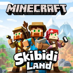 An adventurous Minecraft thumbnail featuring two men and a woman in an exciting explorer setting