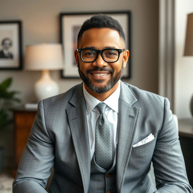 A portrait of Kevin Samuels, the influential lifestyle coach and YouTube personality known for his tailored suits and sophisticated style