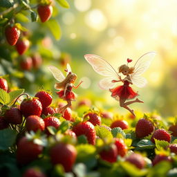 A whimsical and enchanting book cover featuring strawberry faes