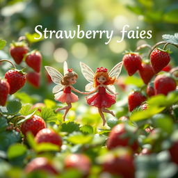 A whimsical and enchanting book cover featuring strawberry faes