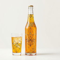 A refreshing glass of ginger beer, styled with geometric patterns and shapes