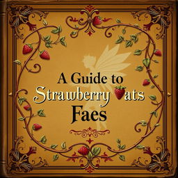 A vintage, historic-style book cover for "A Guide to Strawberry Faes", featuring elegant vines intertwining around the title