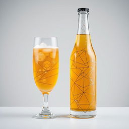 A refreshing glass of ginger beer, styled with geometric patterns and shapes